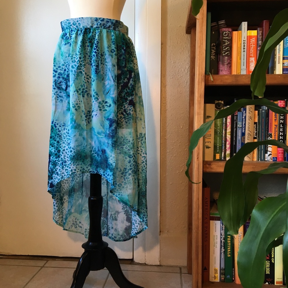 Blue Leopard Sheer Skirt